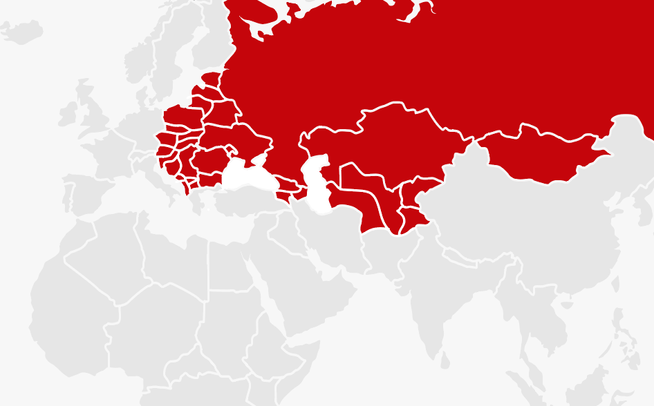 Map of countries within CREECA